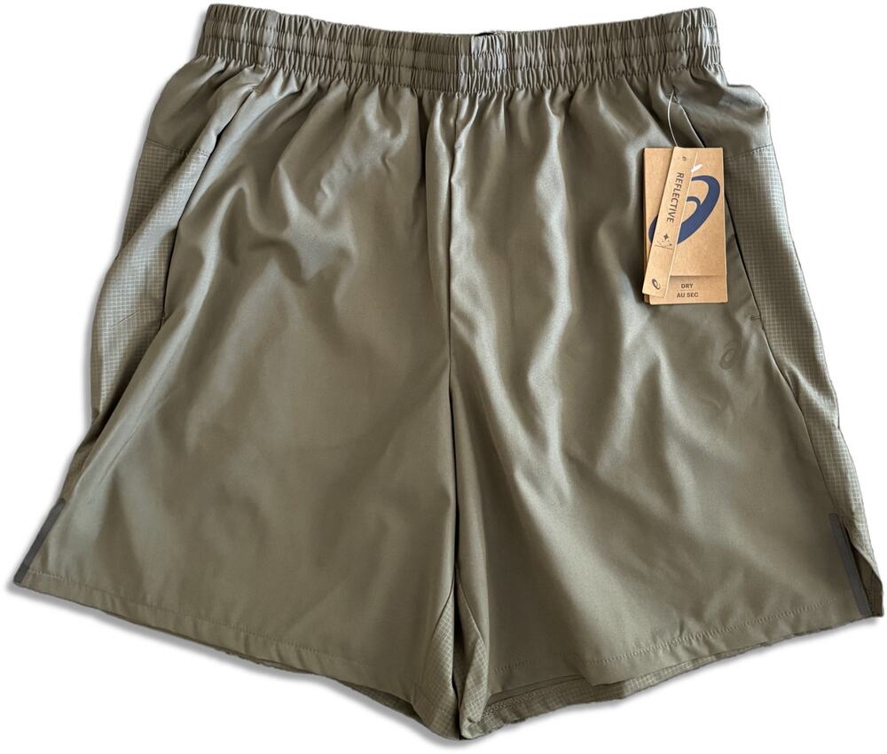 ASICS Men's M Inseam 7" Woven Embossed Ripstop Shorts - Olive Gray NEW!